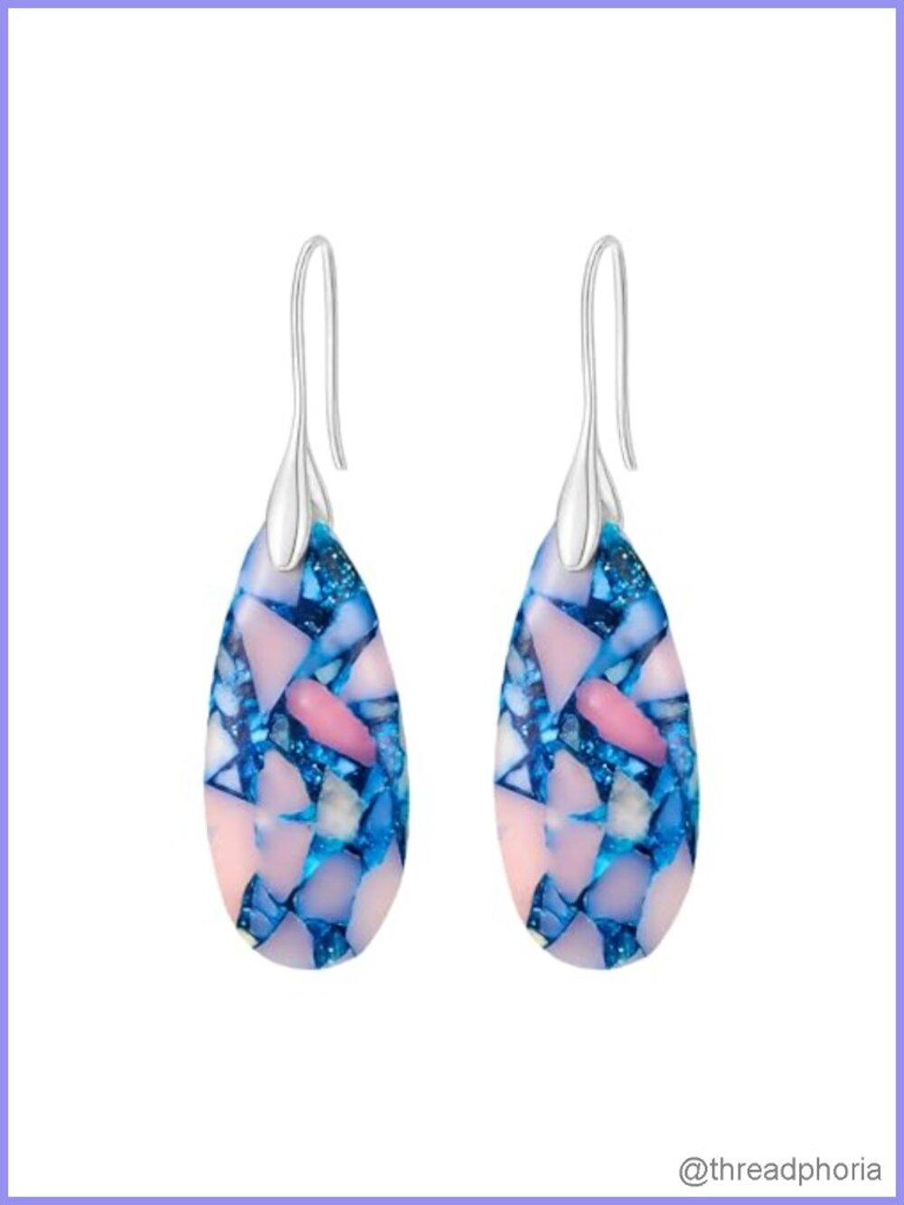 Natural Stone Teardrop Pendant Earrings for Women Stainless Steel Dangle Drop